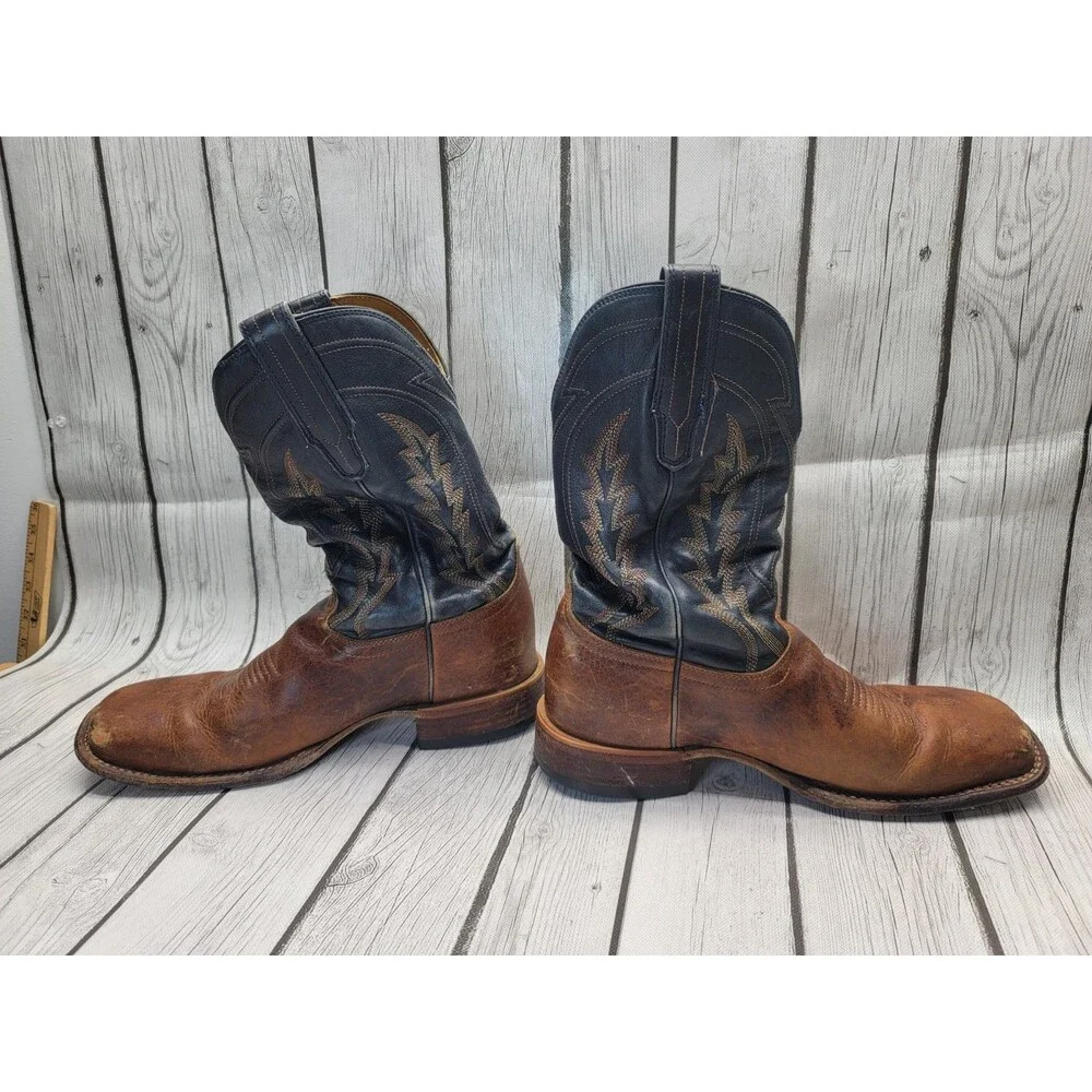 Tecovas The Doc Tan Blue Bison Cowboy Boots Western Men's 10.5 Read Description